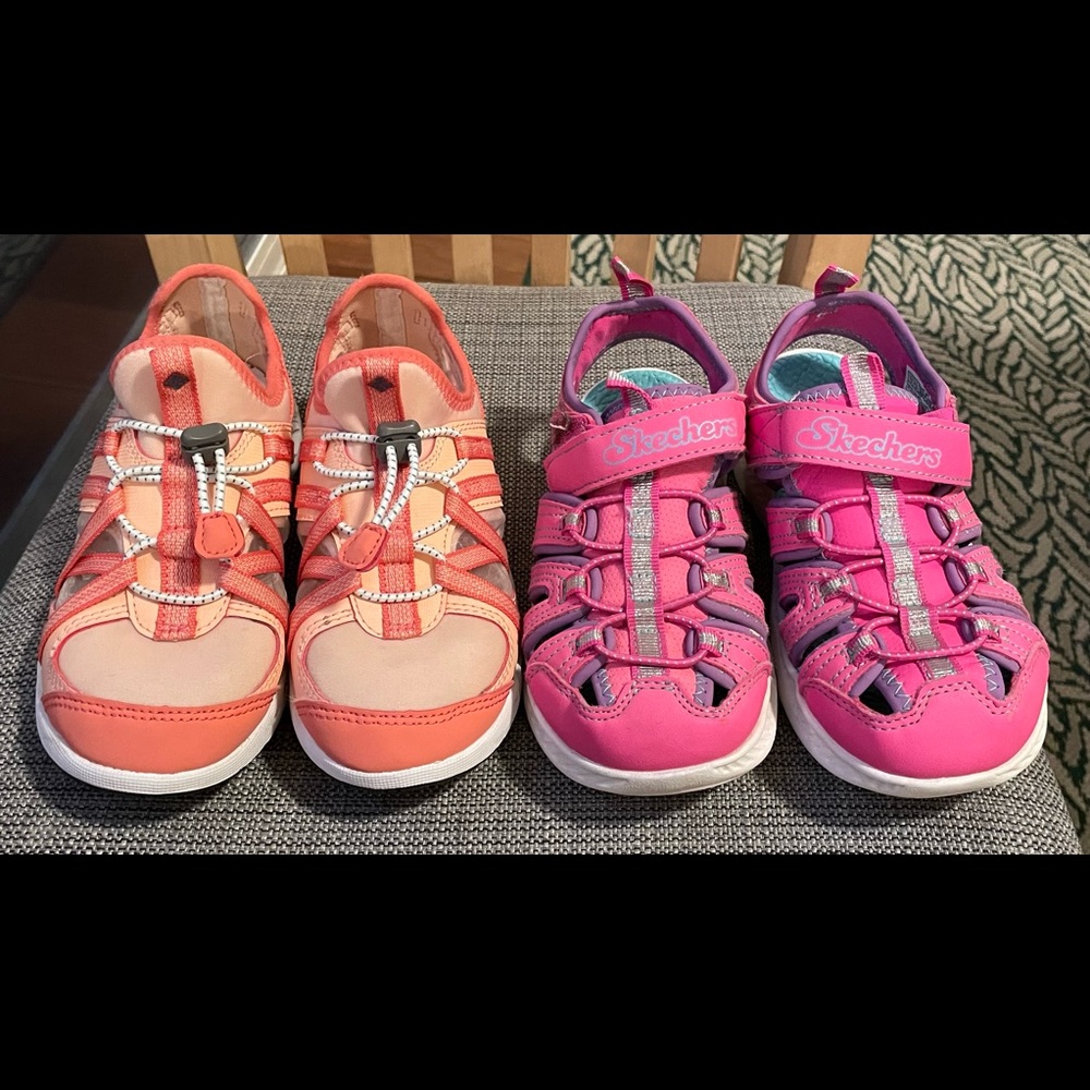 Two pairs of water shoes girl size 13